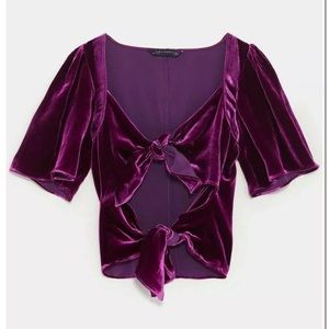 ZARA purple velvet cut out top NEVER WORN size XS